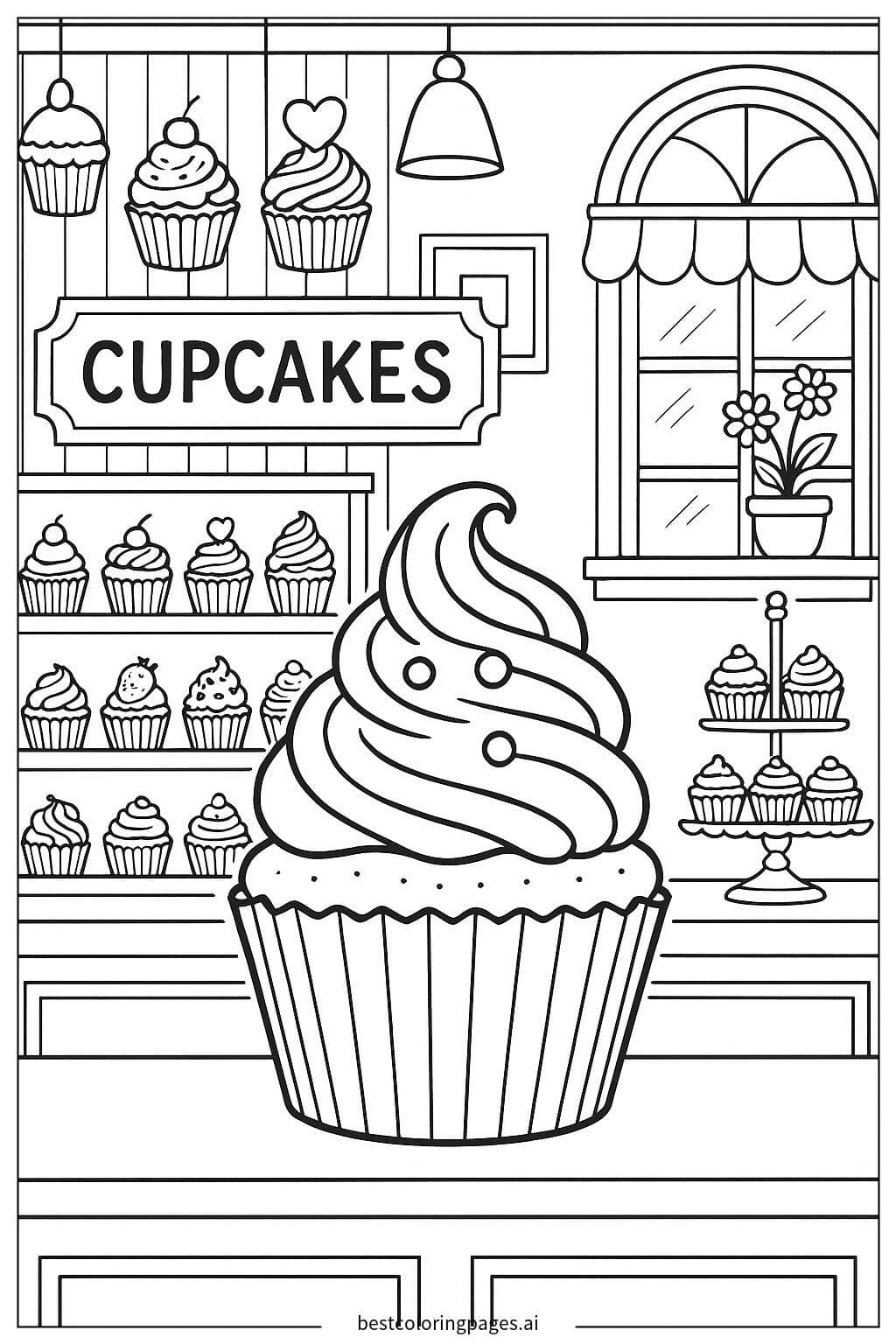 Delightful Cupcake Bakery Scene