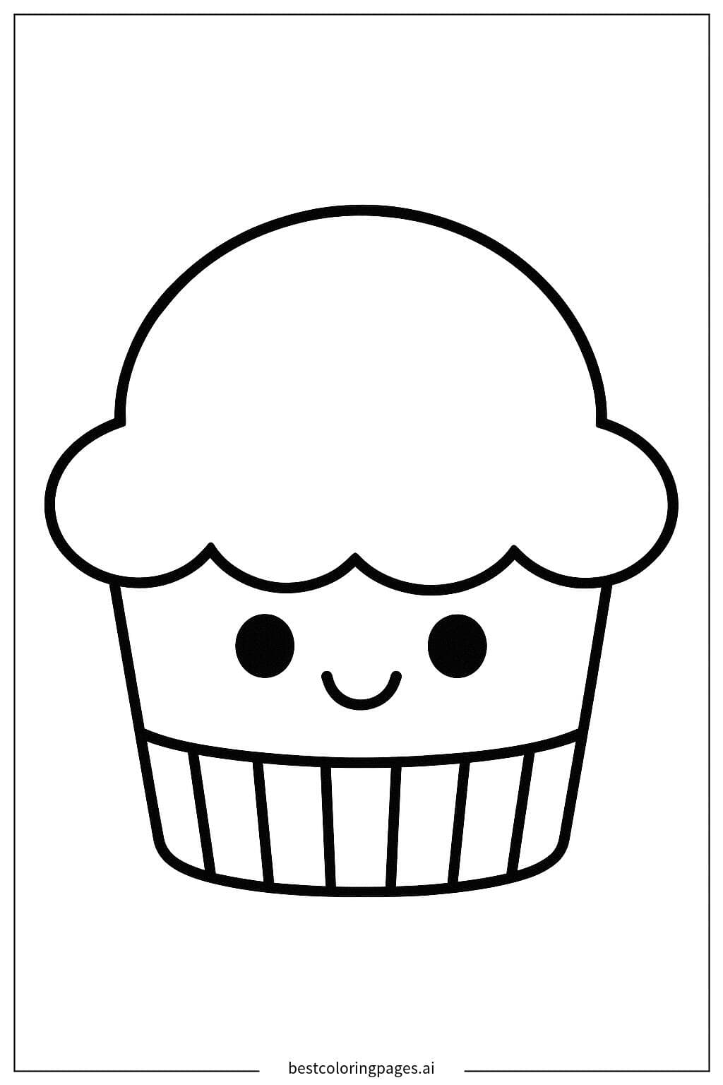 微笑的杯子蛋糕 著色圖