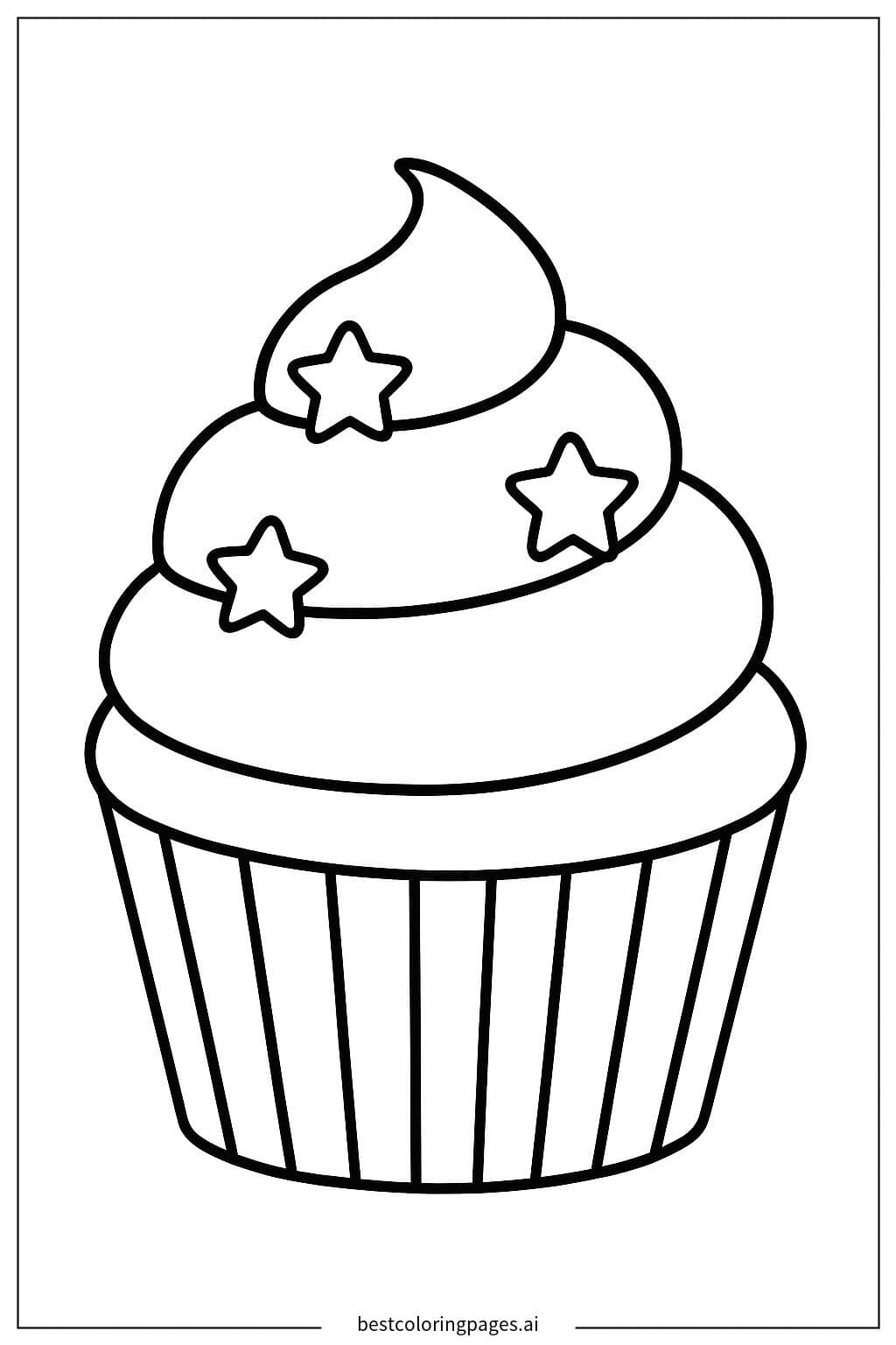Cupcake avec décorations d'étoiles