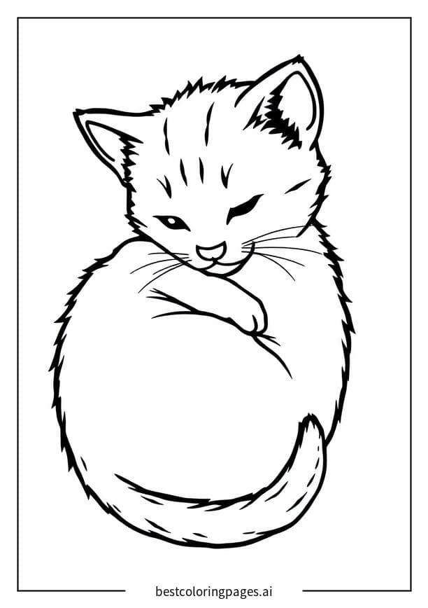 Snuggly Kitten Coloring Pages
