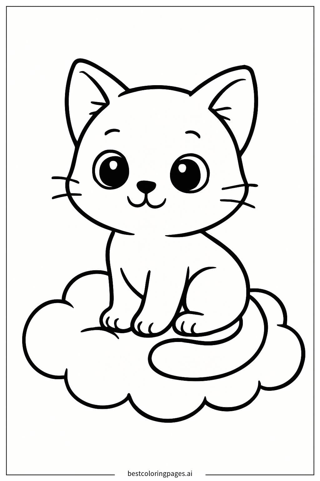 Adorable Kitten Sitting on a Fluffy Cloud