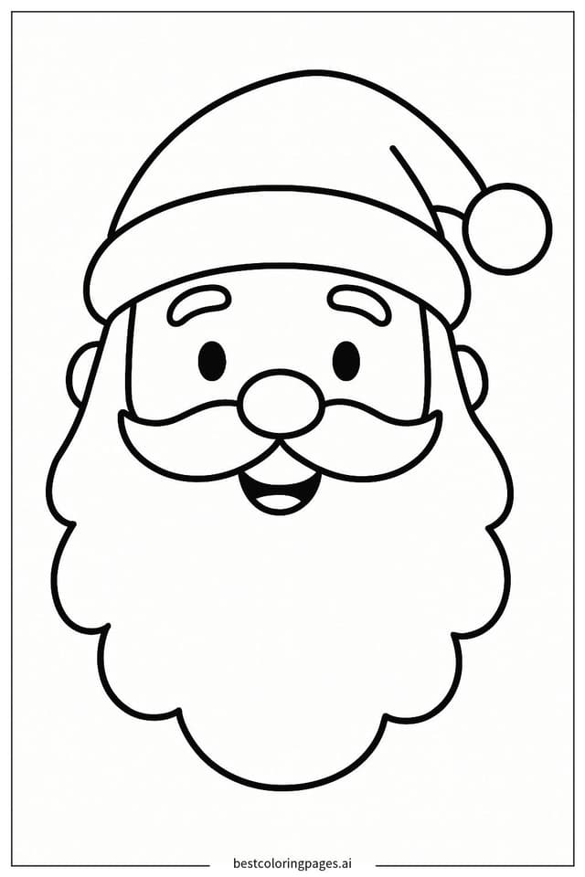 Disegni di Faccia Carina di Babbo Natale da Colorare