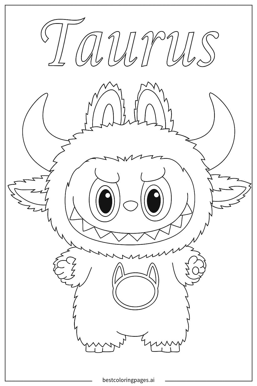 Adorable Taurus Monster Coloring Page