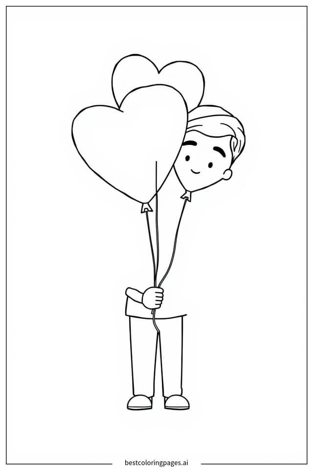 Dibujos de Papá sosteniendo un globo en forma de corazón para Colorear