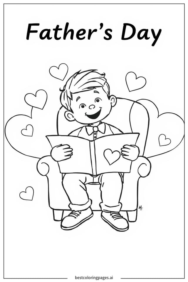 Dibujos de Papá leyendo un libro para Colorear