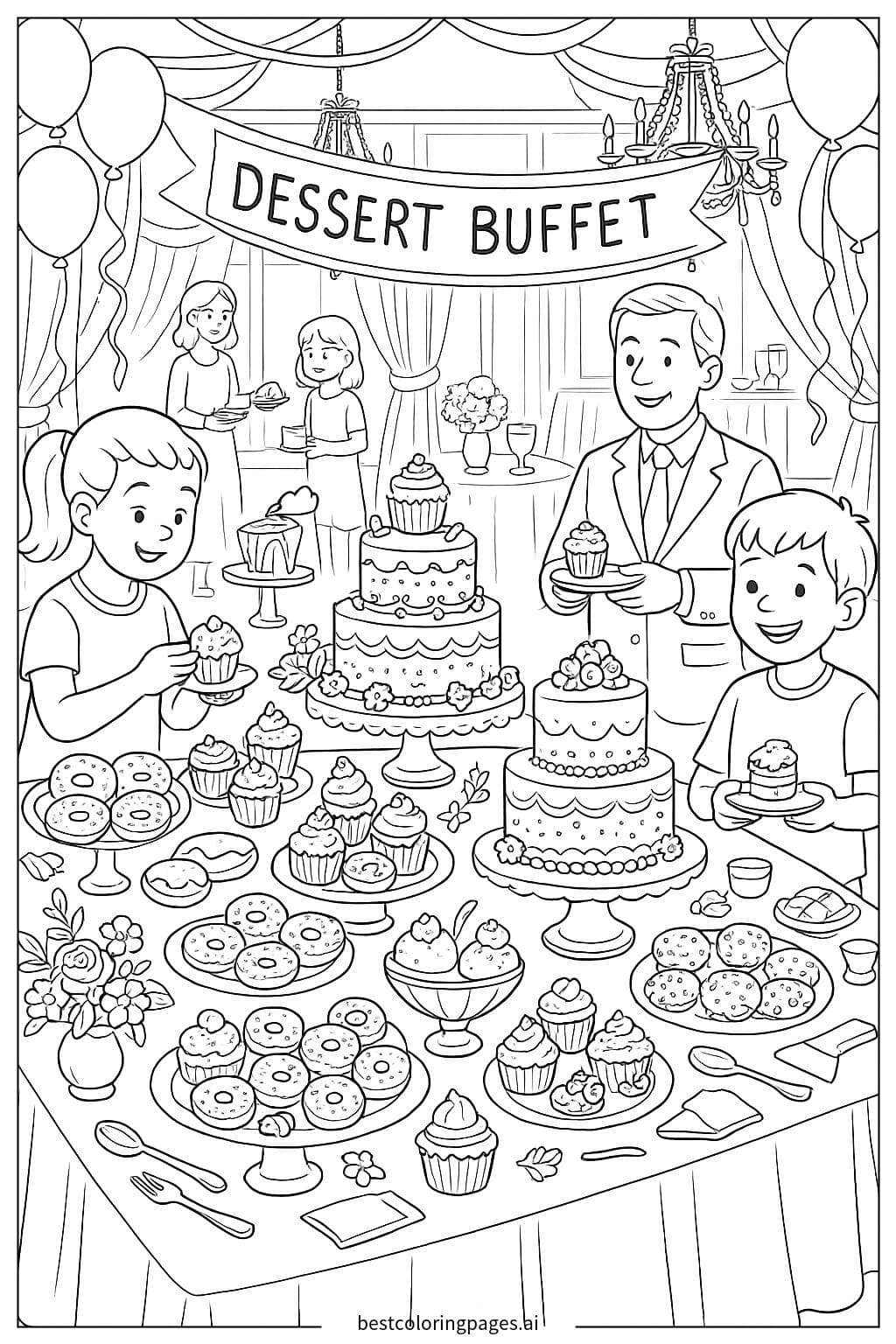 豪華なパーティーのデザートビュッフェ