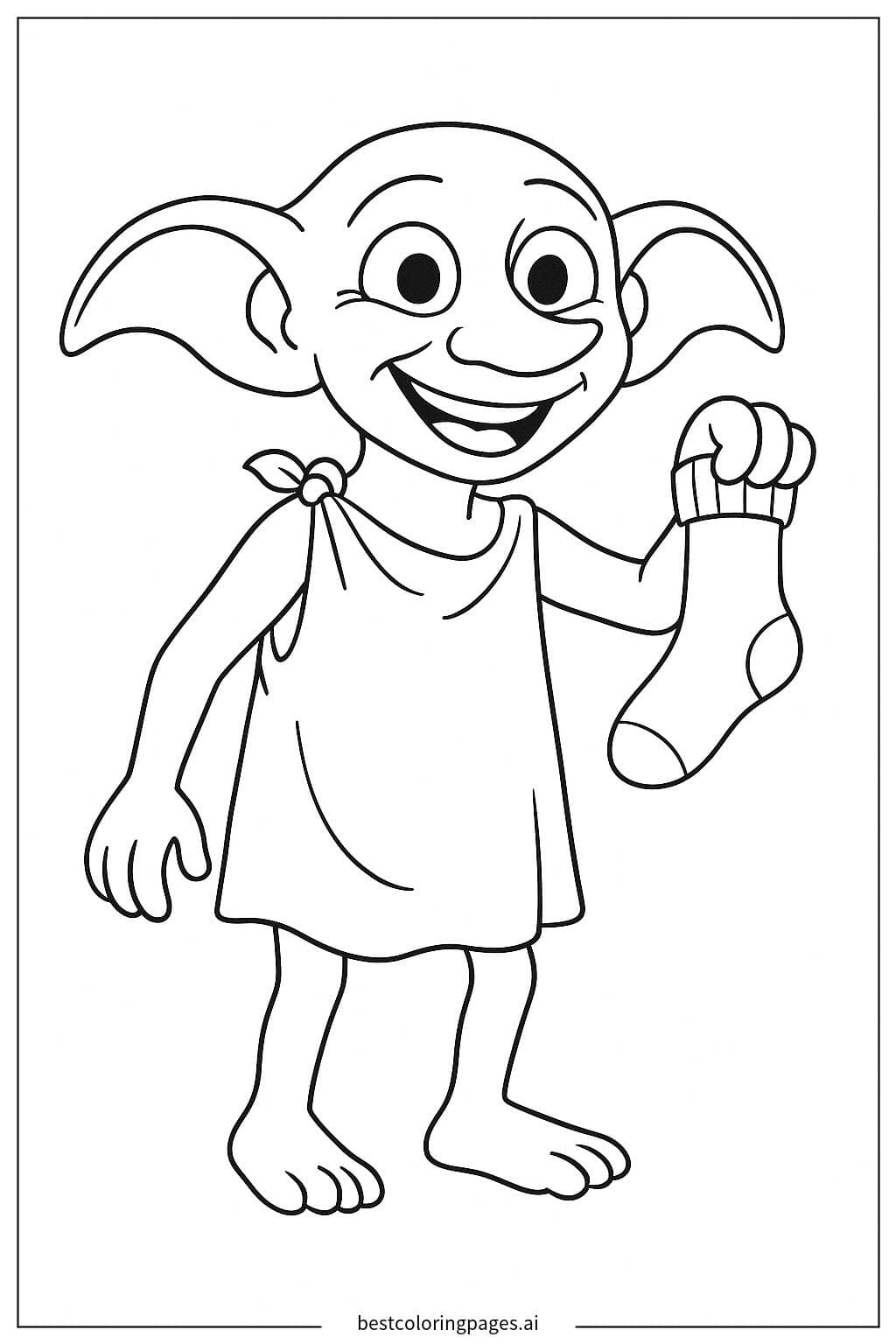 Disegni di Dobby con il Calzino da Colorare