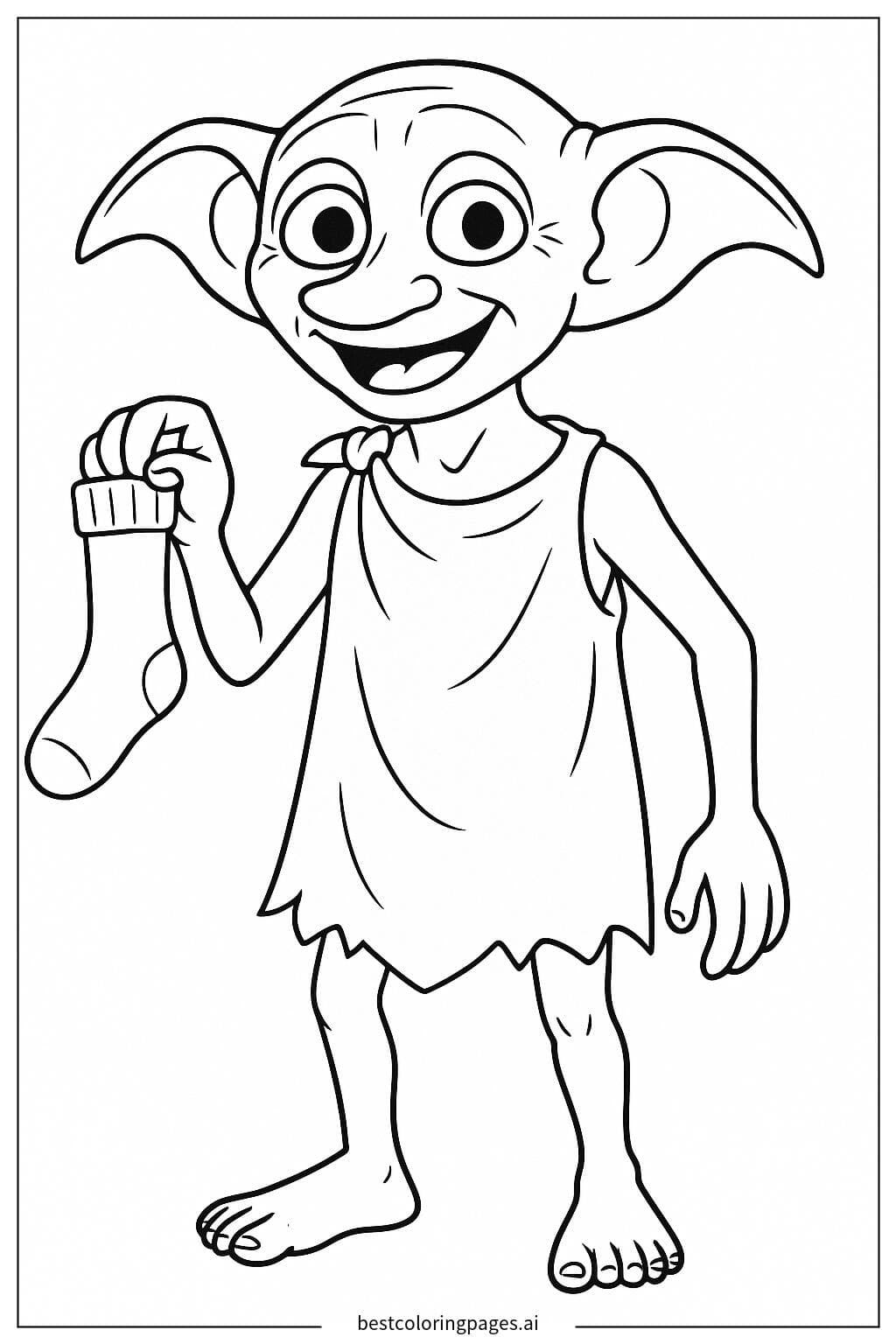 Dobby der Hauself steht fröhlich
