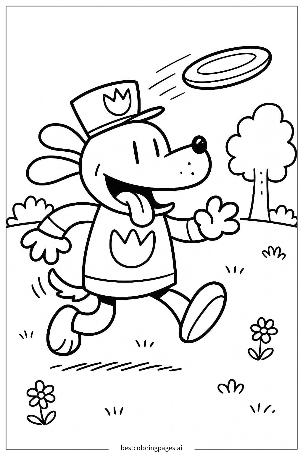 Dog Man Chasing a Frisbee