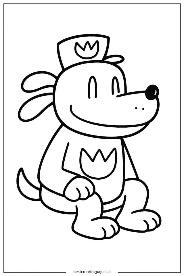 Dog Man in a Relaxing Pose Coloring Page
