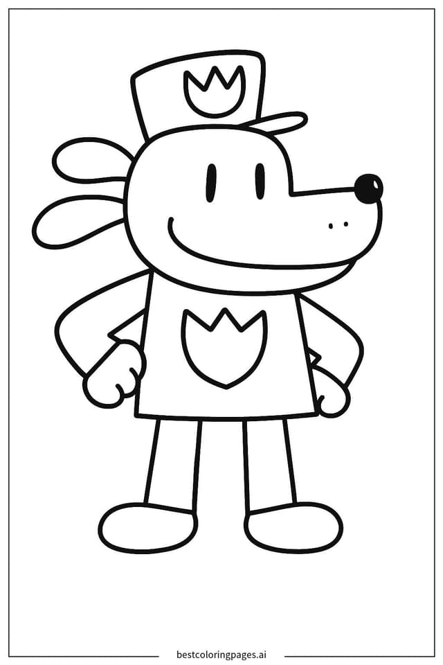 Coloriage Dog Man en uniforme de police