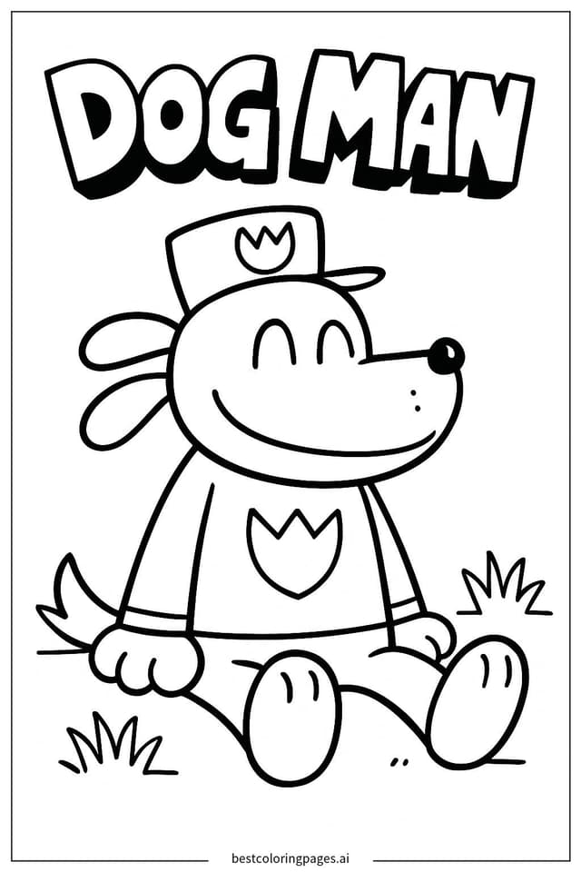 Dog Man Happily Sitting Coloring Page