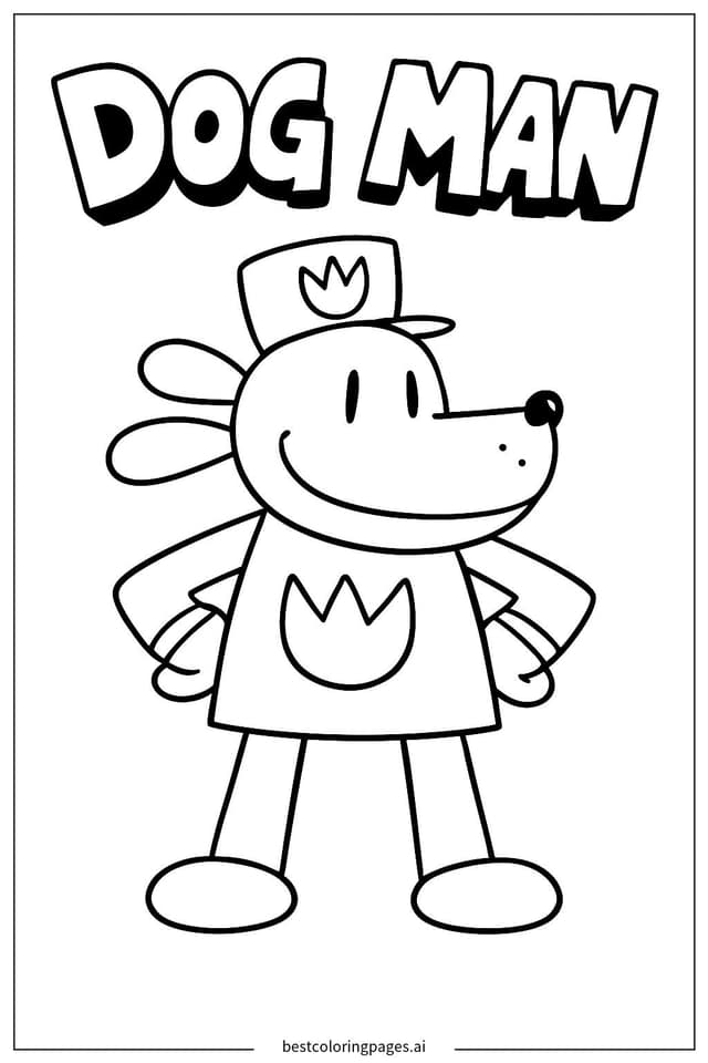 Coloriage Dog Man se tenant fier