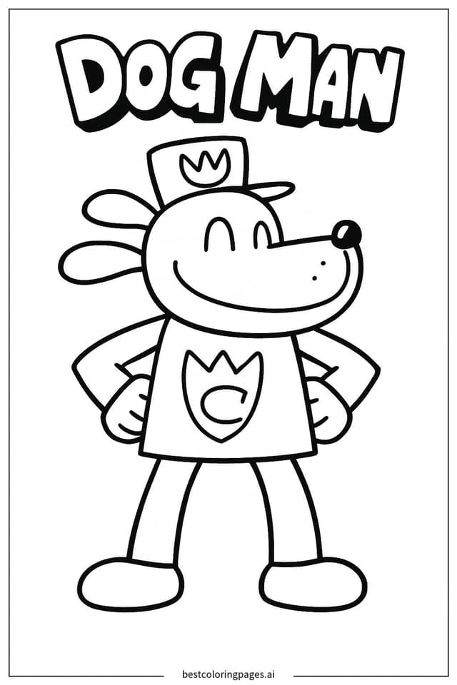 Coloriage Dog Man se tenant fièrement