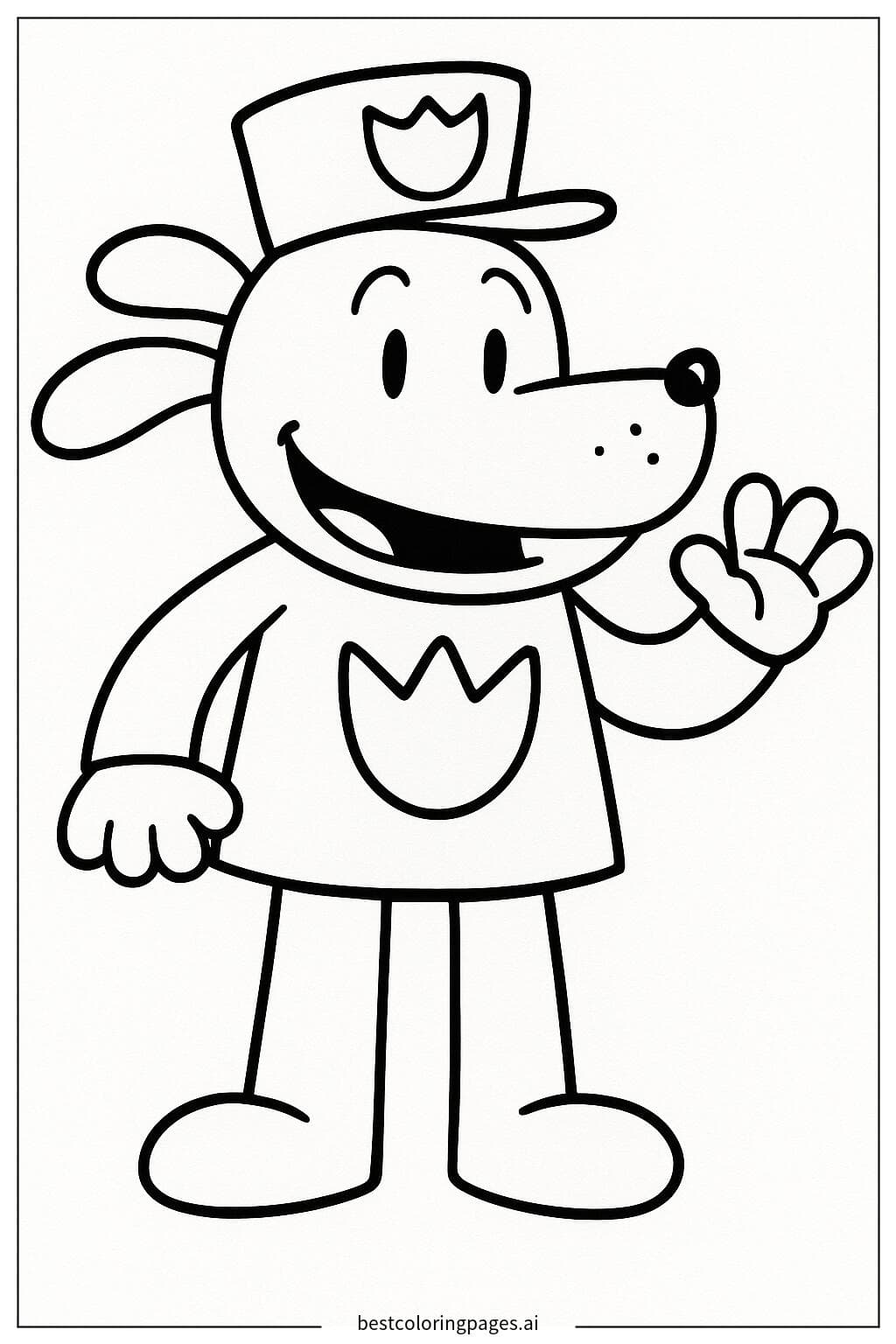 Dog Man saludando con su pata