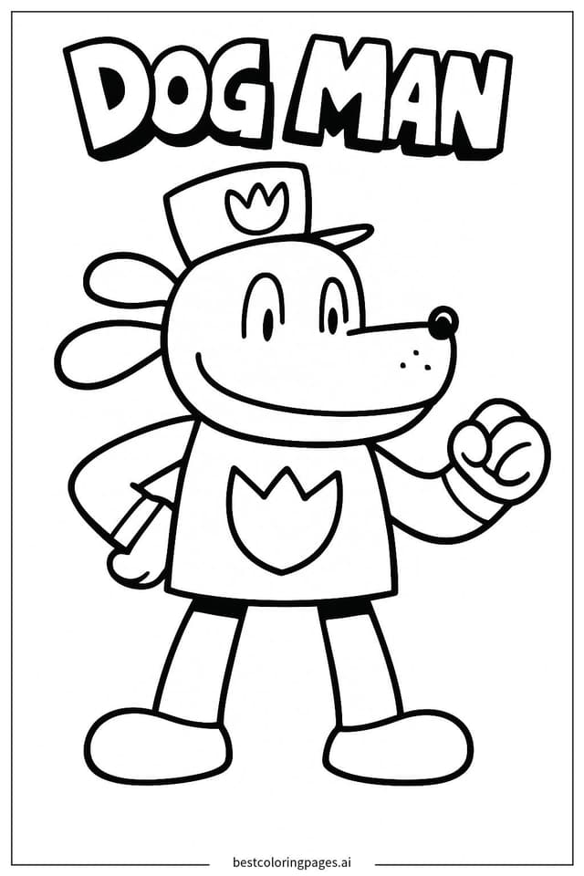 Dog Man and His Police Badge Adventure Coloring Page