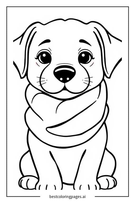 Coloriage Chien avec une écharpe
