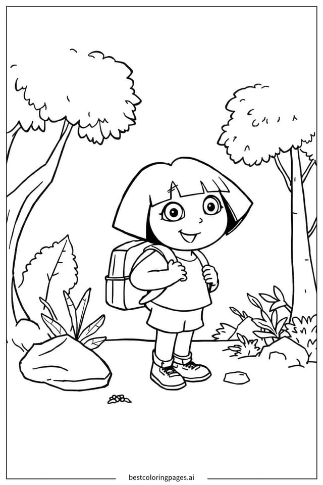 Dora the Explorer with Her Backpack Coloring Page