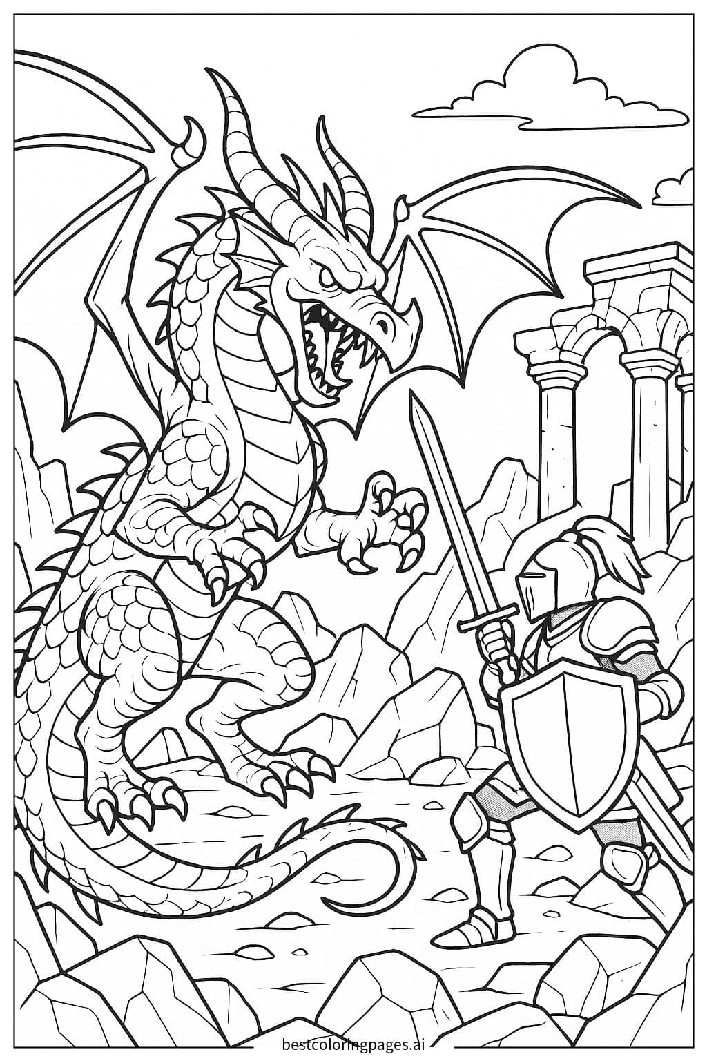 Drachen- und Ritterduell