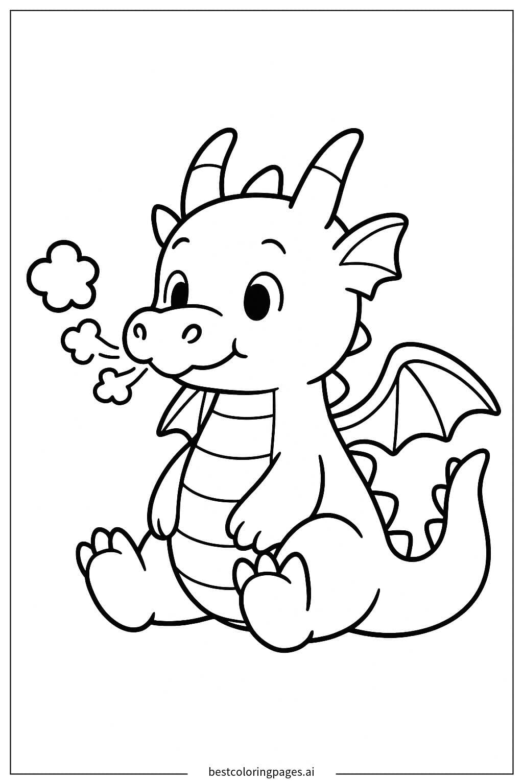 Adorable Dragon Puffing Tiny Smoke Clouds