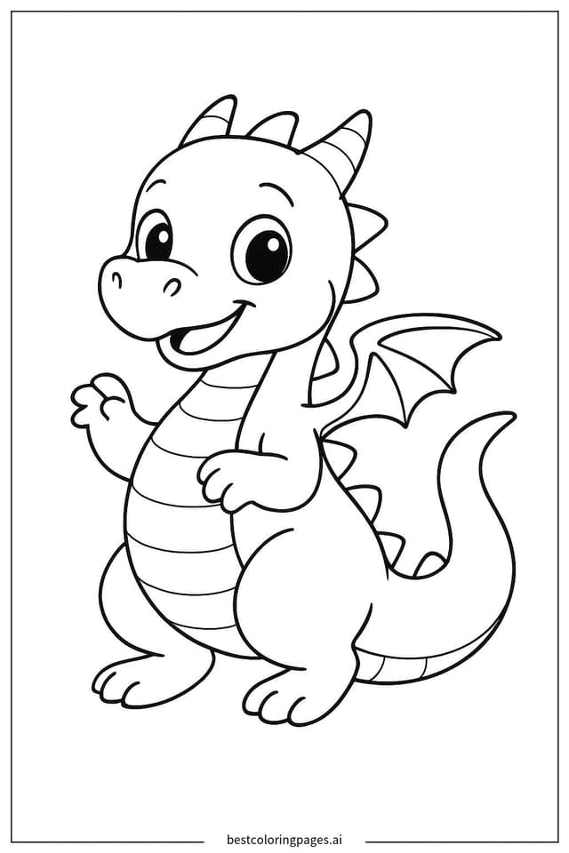 Adorable Dragon with Tiny Wings Coloring Page