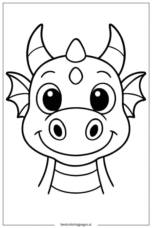 Dragon's Face Close-up Coloring Page