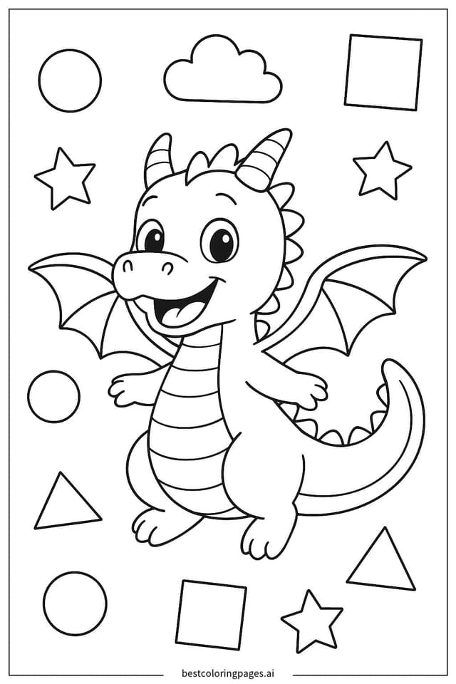 Cheerful Dragon's Face Coloring Page
