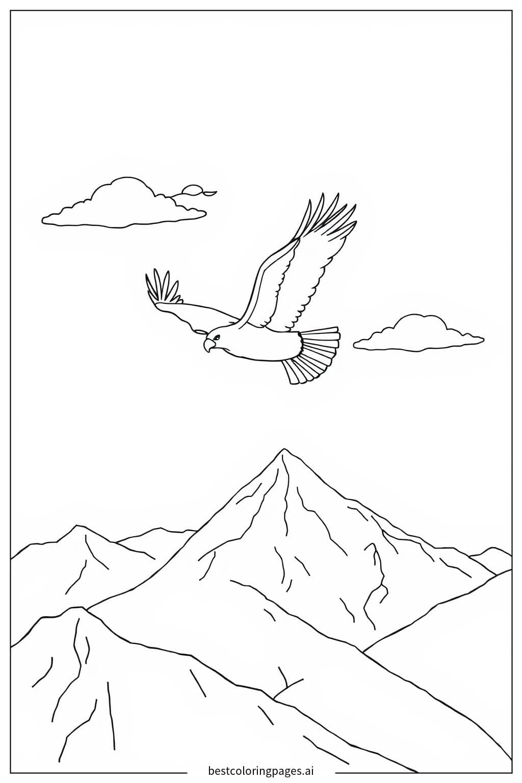 Adler über den Bergen fliegend