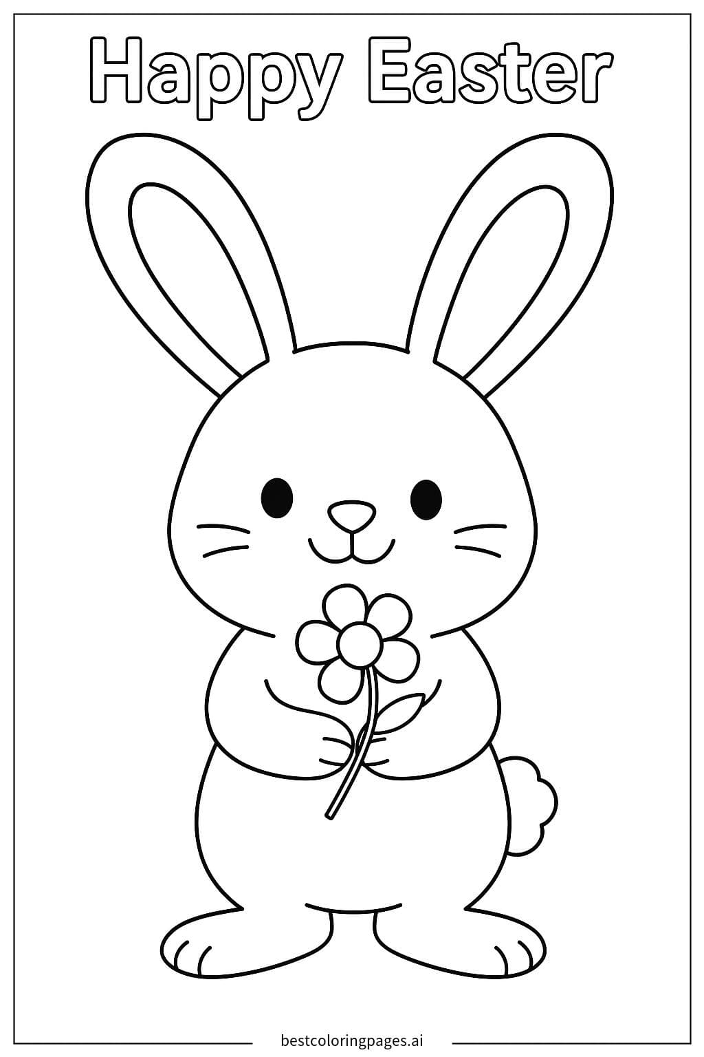 Osterhase mit Blume