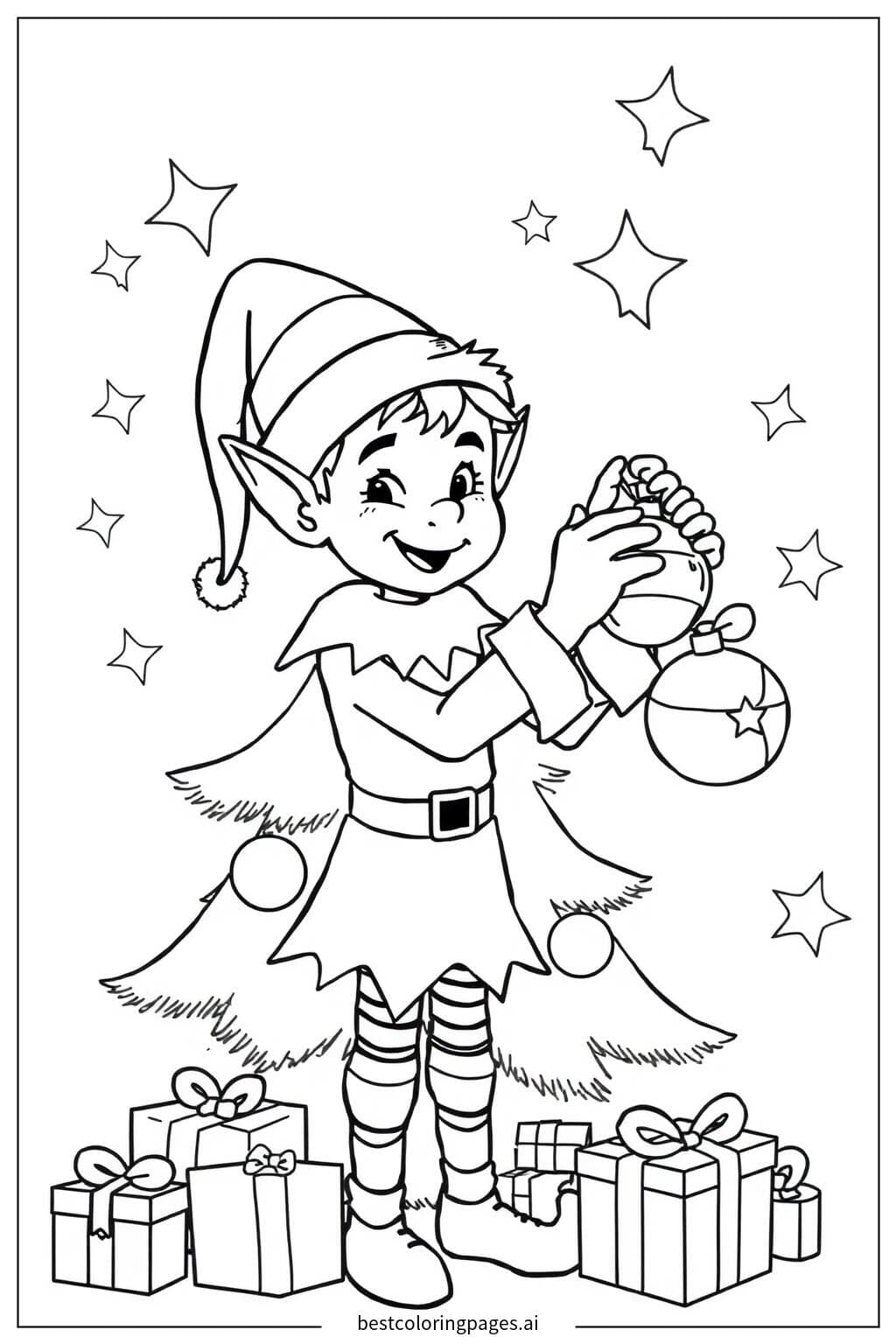 Duende Decorando a Árvore