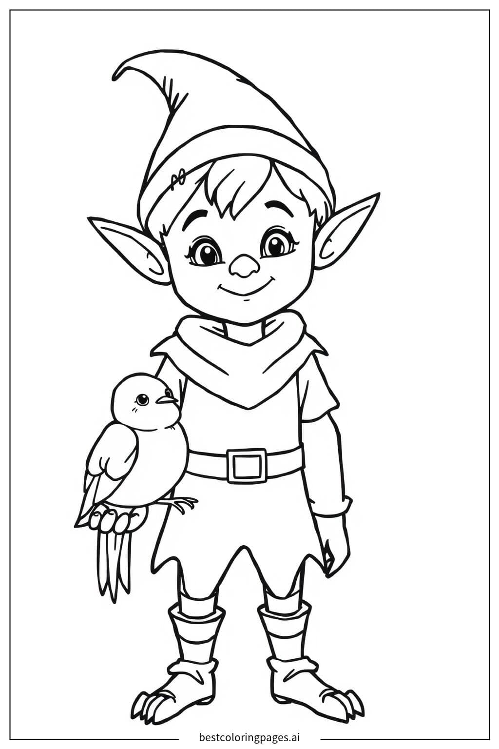 Elfo com um Passarinho de Estimação