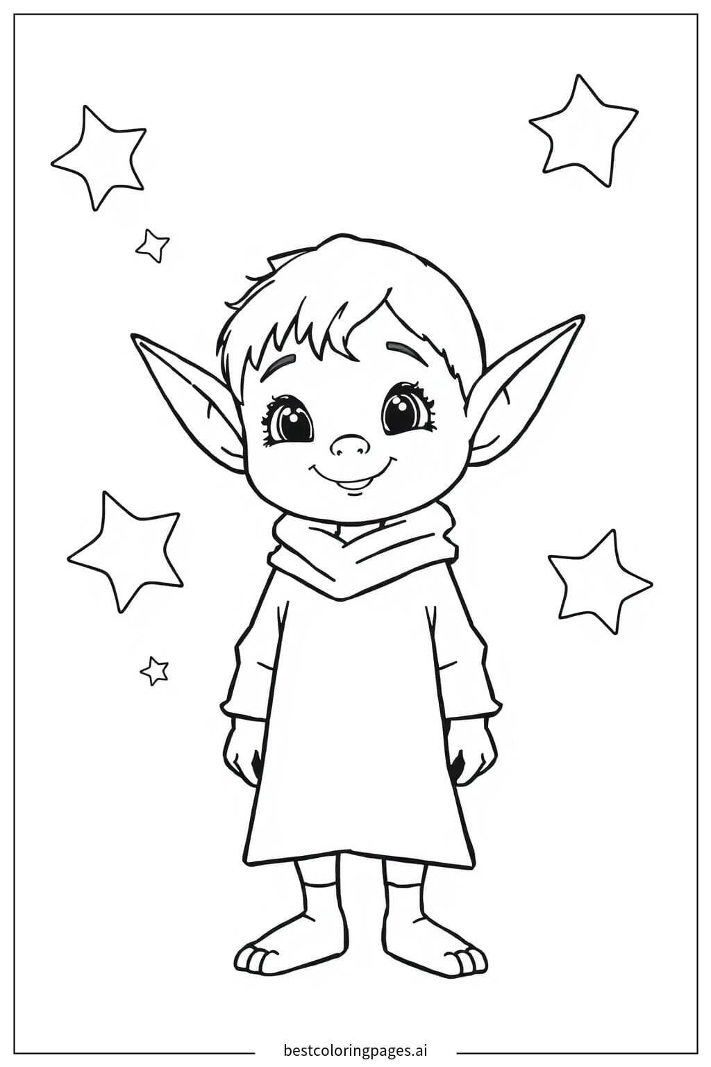 Elf mit Spitzohren steht still