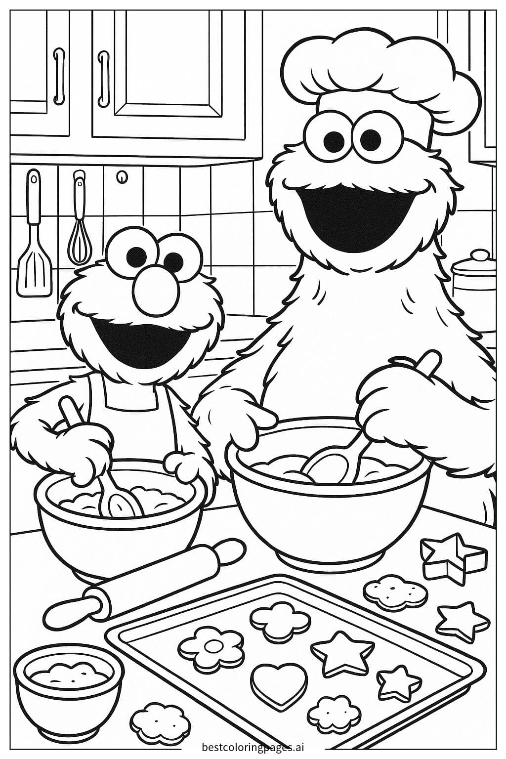 Elmo and Cookie Monster Bake Delicious Cookies