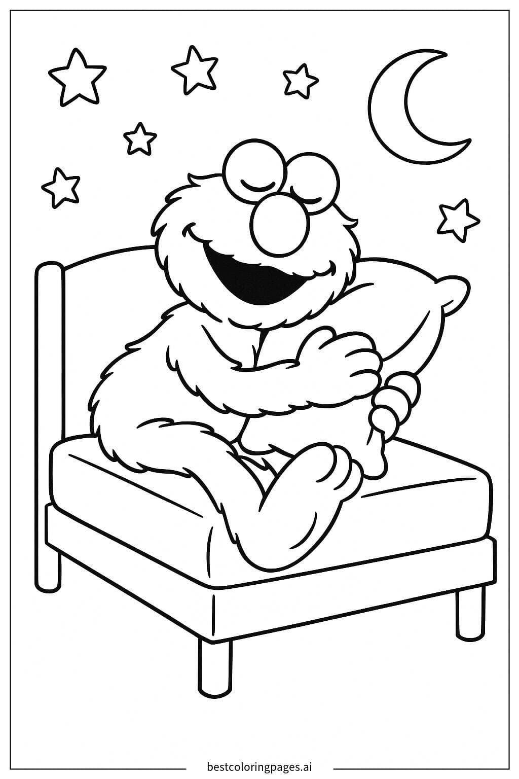 Elmo Sleeping Coloring Page