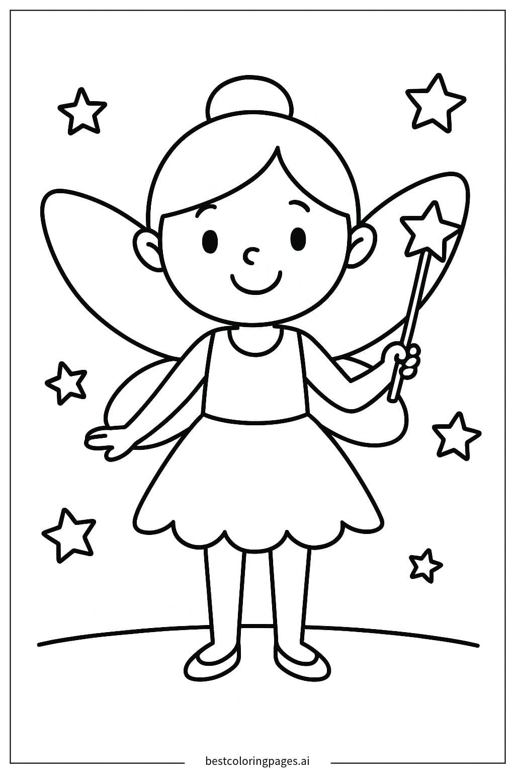 Fairy Holding a Magic Wand Coloring Page