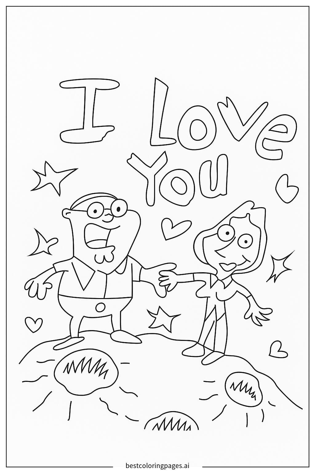 Dibujos de Amor Familiar en Dibujos Animados para Colorear