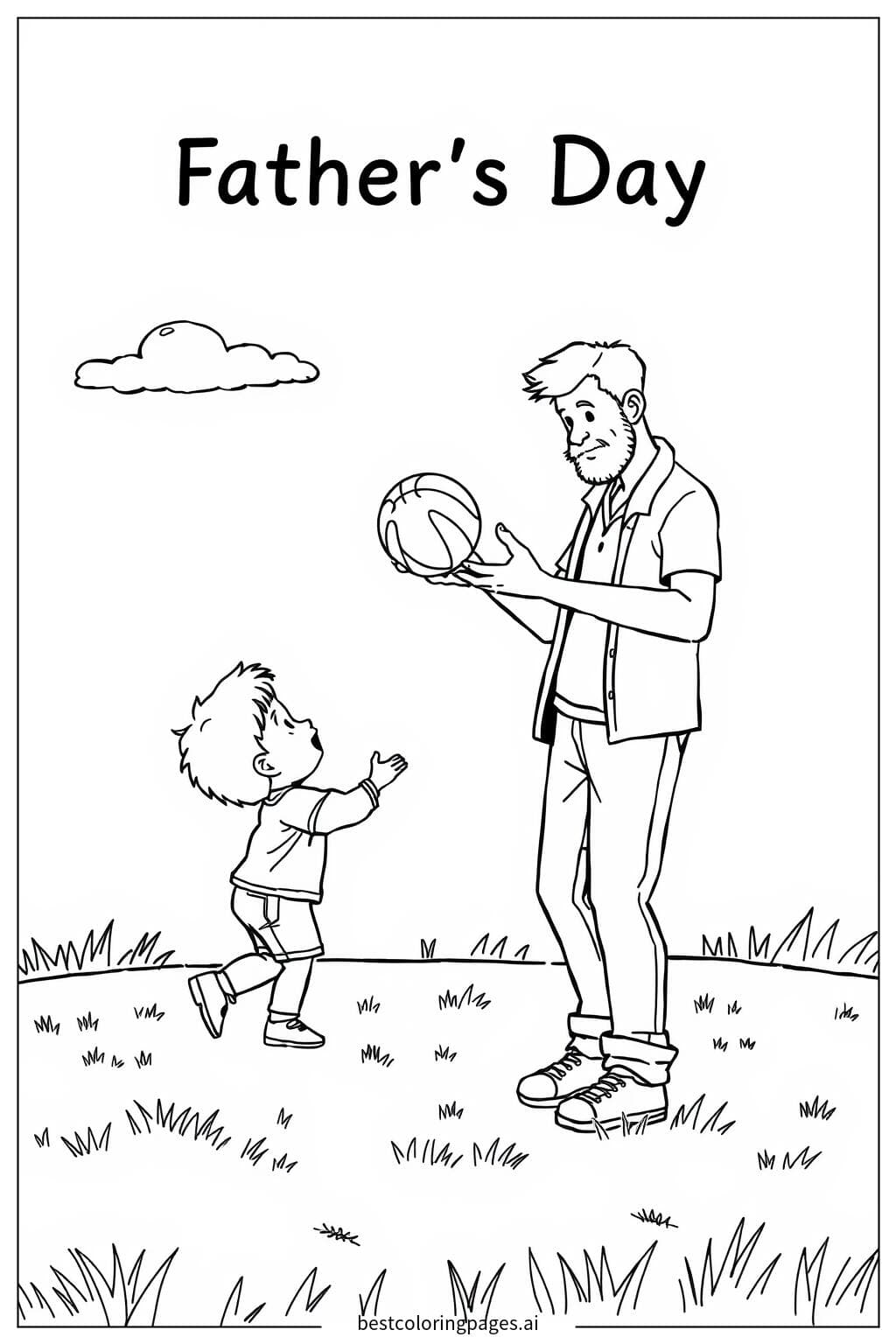 Father and Child Playing Catch on Father’s Day