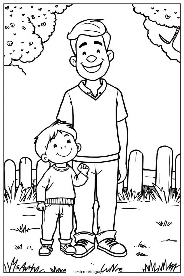 Dibujos de Padre sosteniendo la mano de su hijo para Colorear