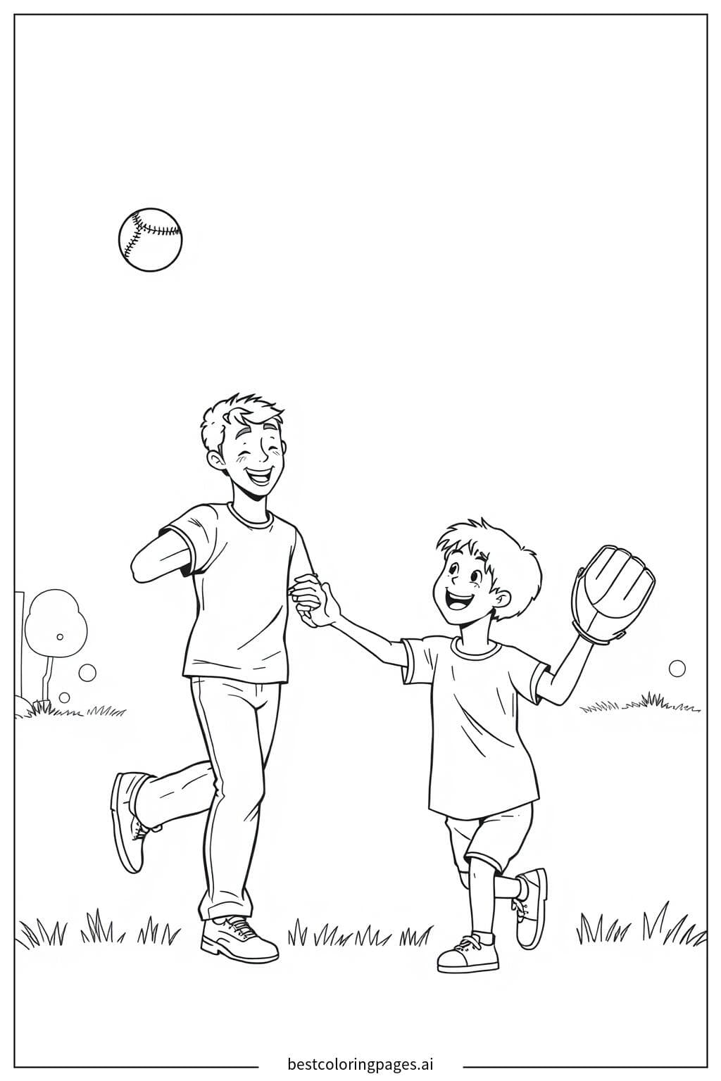 Father and Child Playing Catch Outdoors