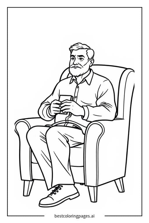 Dibujos de Padre sentado en una silla para Colorear
