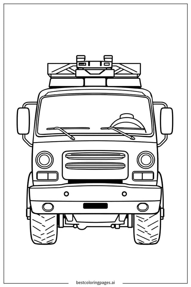 Desenhos de Vista Frontal de Caminhão de Bombeiros para Colorir
