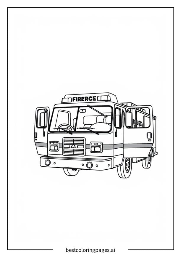 Camion dei pompieri con porte aperte