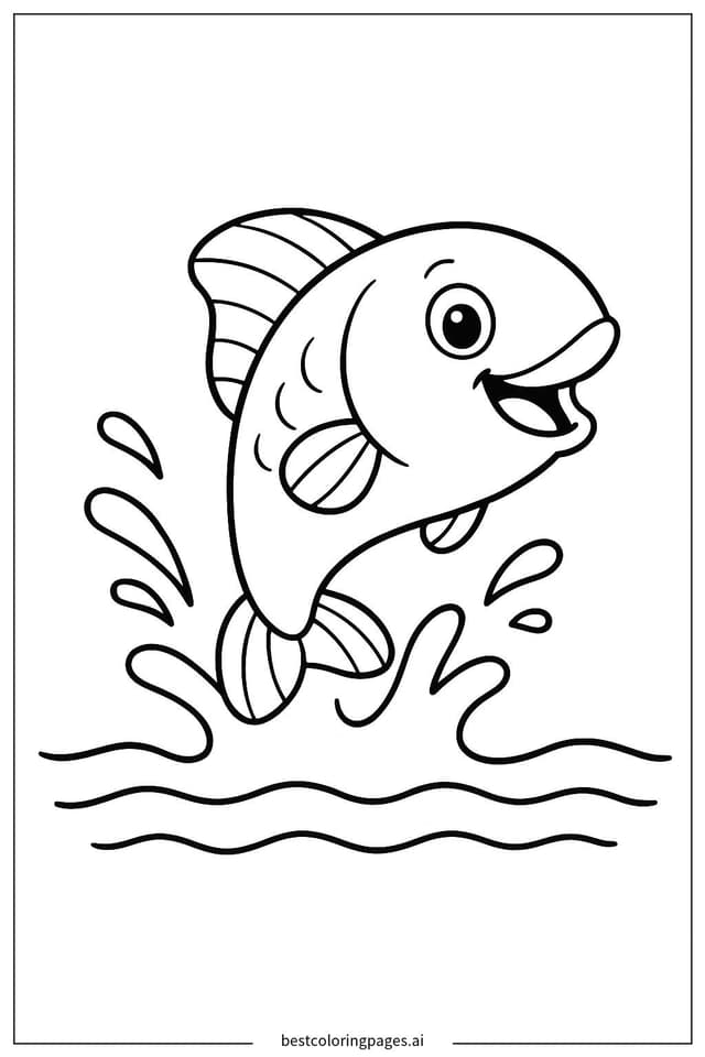 Disegni di Pesce che Salta Fuori dall'Acqua da Colorare