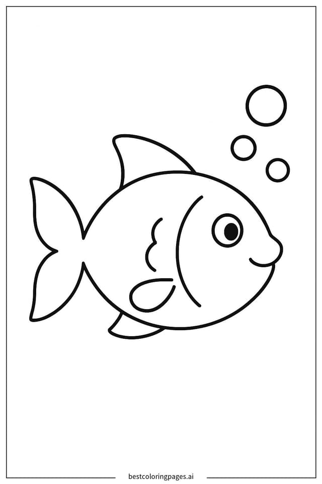 Disegni di Contorno di Pesce con Bolle da Colorare