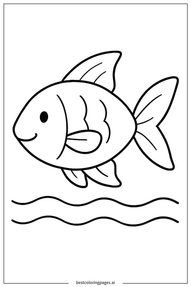 Lonely Fish Swimming Coloring Page