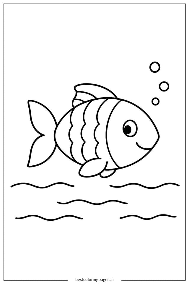 Fish Swimming in a Tranquil Pond Coloring Page