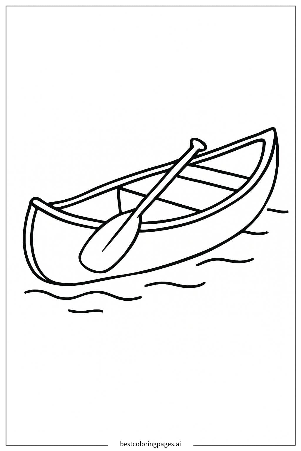 ภาพระบายสี เรือแคนูสำหรับตกปลาพร้อมพายเดียว