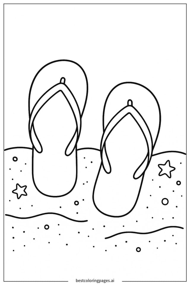 Flip-Flops im Sand Ausmalbilder
