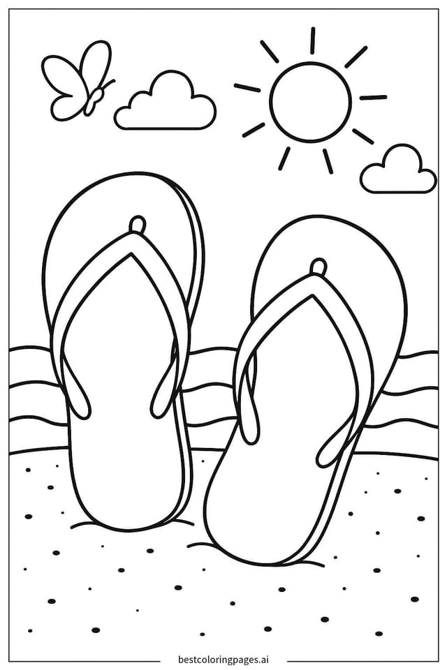 Flip-Flops am Sandstrand Ausmalbilder
