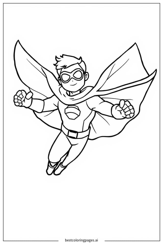 Flying Superhero Coloring Pages